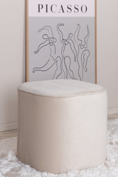 Piff Pouf - weiß/Polyester - Samt - Ottomane / Poufs - ALVAHOME