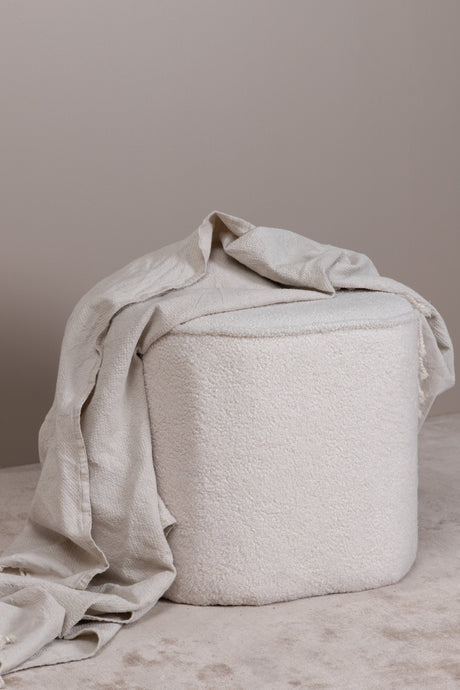 Piff Pouf - weiß/Polyester - Teddy - Ottomane / Poufs - ALVAHOME