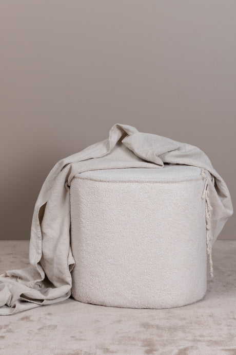 Piff Pouf - weiß/Polyester - Teddy - Ottomane / Poufs - ALVAHOME