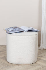 Piff Pouf - weiß/Polyester - Teddy - Ottomane / Poufs - ALVAHOME