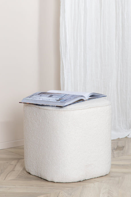 Piff Pouf - weiß/Polyester - Teddy - Ottomane / Poufs - ALVAHOME