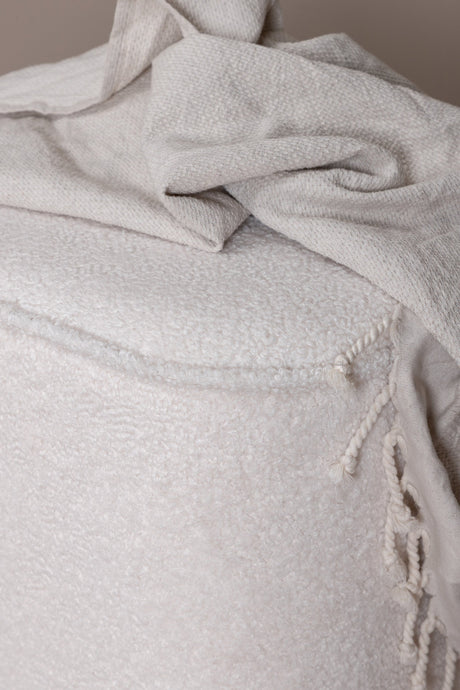 Piff Pouf - weiß/Polyester - Teddy - Ottomane / Poufs - ALVAHOME