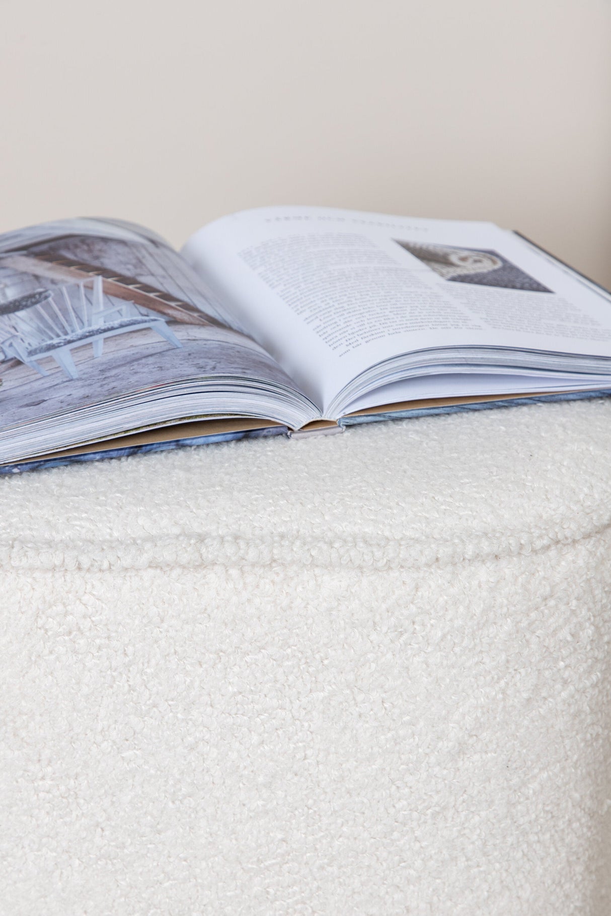 Piff Pouf - weiß/Polyester - Teddy - Ottomane / Poufs - ALVAHOME