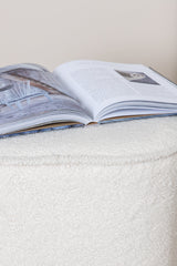 Piff Pouf - weiß/Polyester - Teddy - Ottomane / Poufs - ALVAHOME