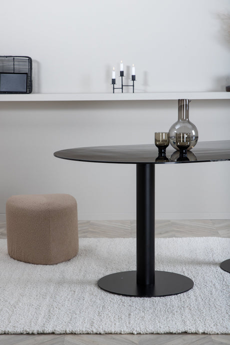 Pillan ovaler Esstisch - schwarz/Glas - Ovale Esstische - ALVAHOME