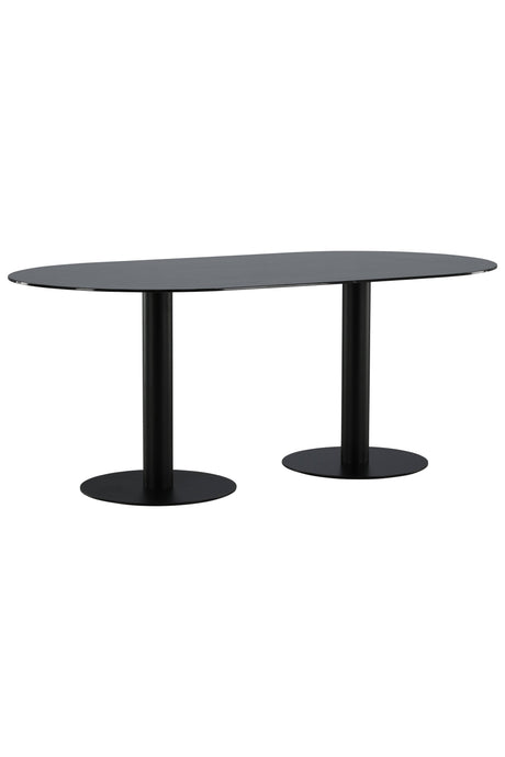 Pillan ovaler Esstisch - schwarz/Glas - Ovale Esstische - ALVAHOME