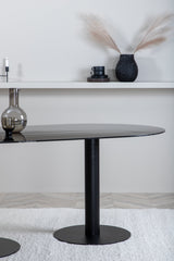 Pillan ovaler Esstisch - schwarz/Glas - Ovale Esstische - ALVAHOME