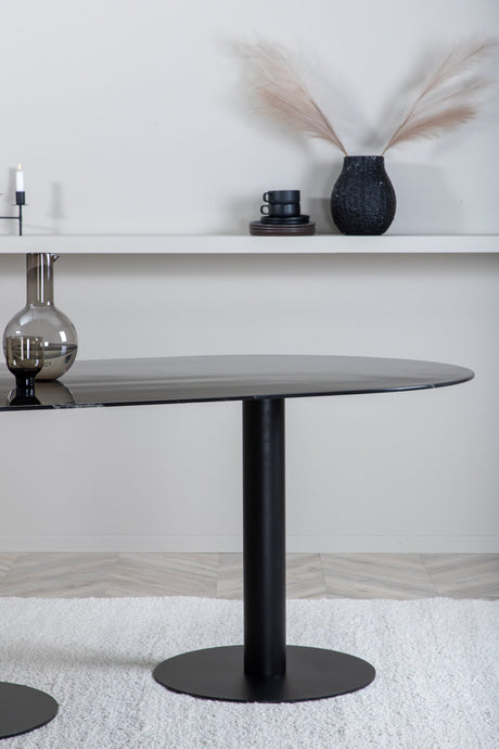 Pillan ovaler Esstisch - schwarz/Glas - Ovale Esstische - ALVAHOME