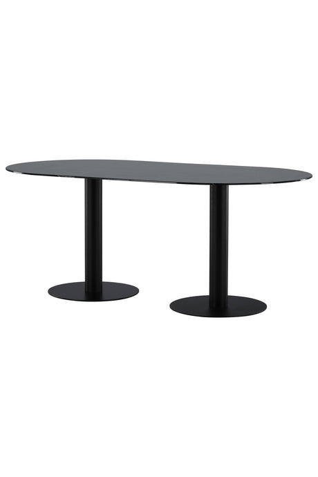 Pillan ovaler Esstisch - schwarz/Glas - Ovale Esstische - ALVAHOME