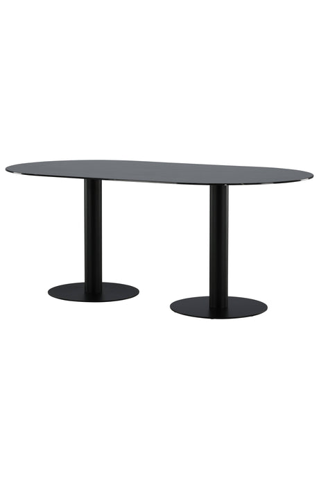 Pillan ovaler Esstisch - schwarz/Glas - Ovale Esstische - ALVAHOME