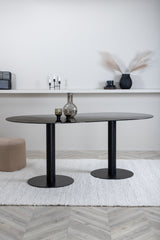 Pillan ovaler Esstisch - schwarz/Glas - Ovale Esstische - ALVAHOME