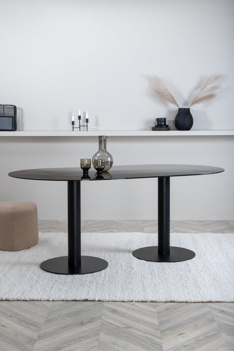Pillan ovaler Esstisch - schwarz/Glas - Ovale Esstische - ALVAHOME