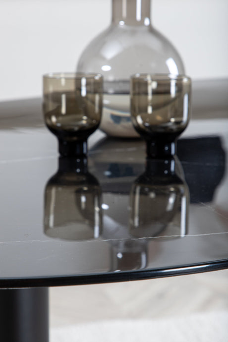 Pillan ovaler Esstisch - schwarz/Glas - Ovale Esstische - ALVAHOME