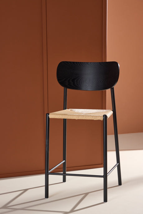 Polly Barhocker - schwarz/Rattan - Barhocker - ALVAHOME