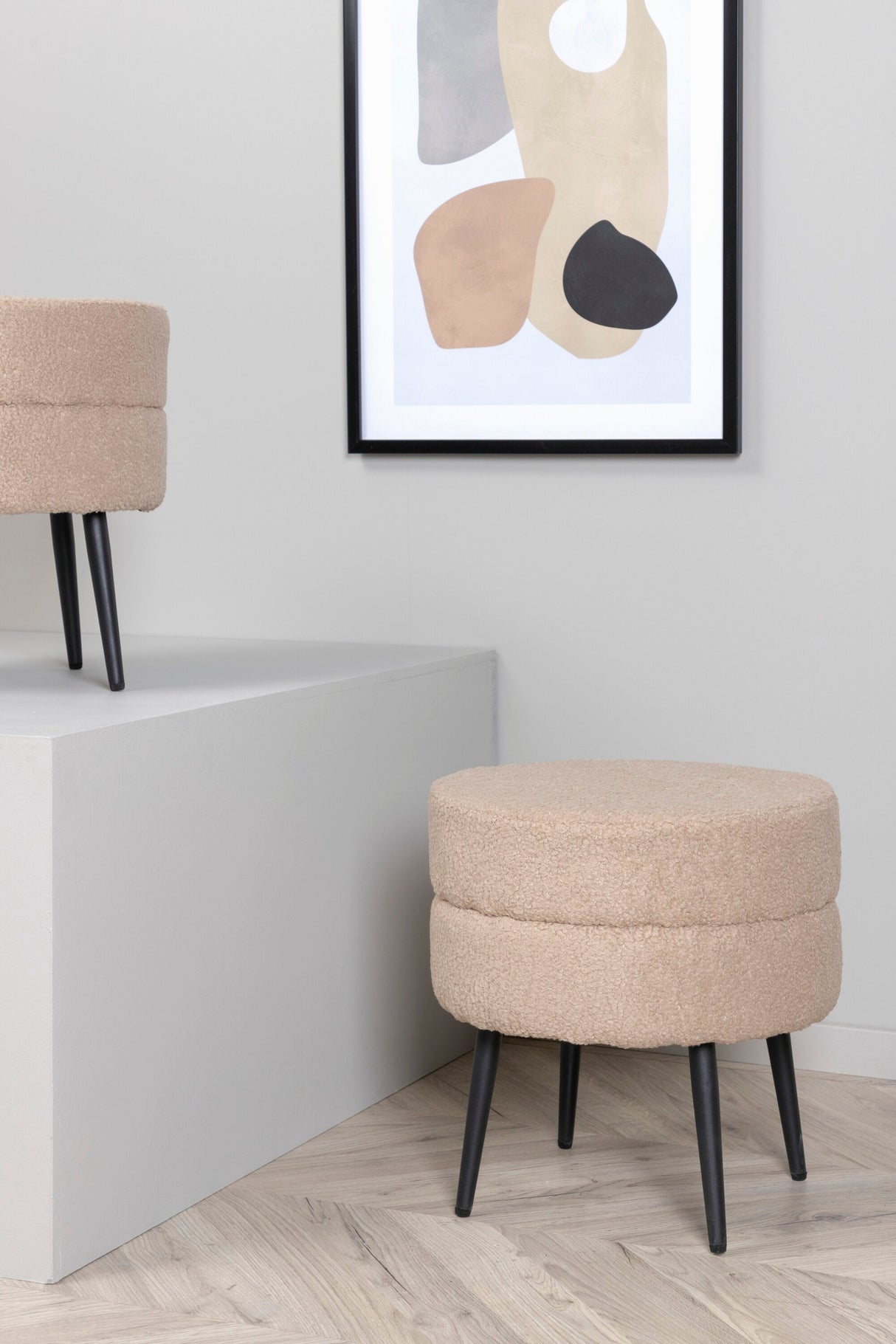 Pot Pouf - beige/Polyester - Teddy - Ottomane / Poufs - ALVAHOME