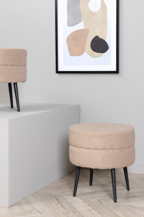 Pot Pouf - beige/Polyester - Teddy - Ottomane / Poufs - ALVAHOME