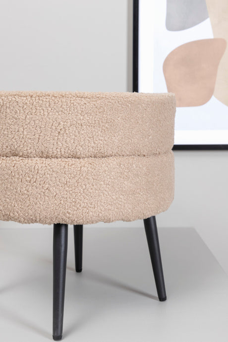 Pot Pouf - beige/Polyester - Teddy - Ottomane / Poufs - ALVAHOME