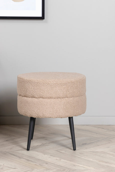 Pot Pouf - beige/Polyester - Teddy - Ottomane / Poufs - ALVAHOME