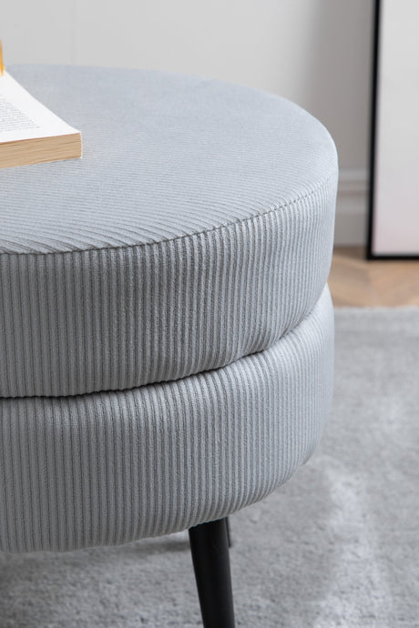 Pot Pouf - grau/Polyester - Kord - Ottomane / Poufs - ALVAHOME