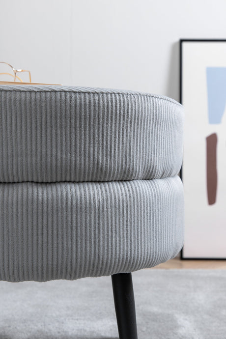 Pot Pouf - grau/Polyester - Kord - Ottomane / Poufs - ALVAHOME