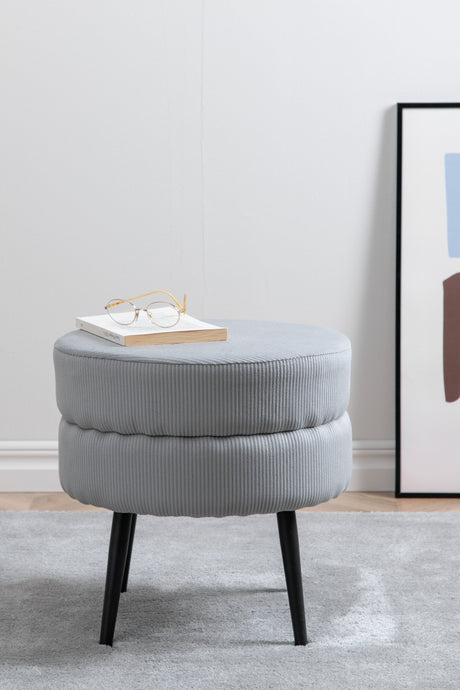Pot Pouf - grau/Polyester - Kord - Ottomane / Poufs - ALVAHOME