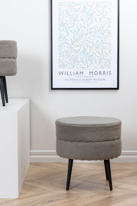 Pot Pouf - grau/Polyester - Teddy - Ottomane / Poufs - ALVAHOME