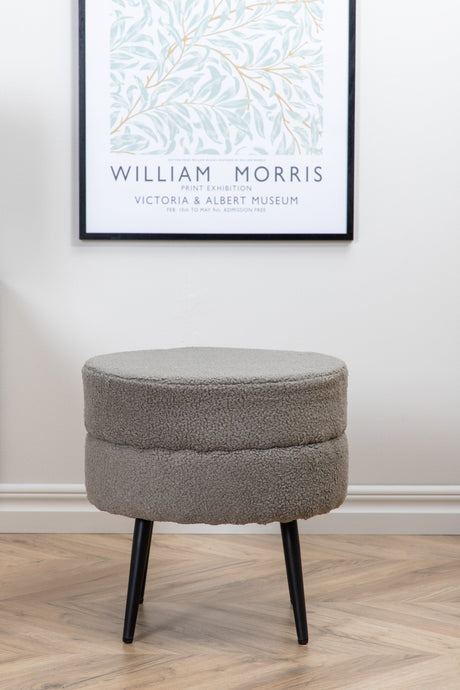 Pot Pouf - grau/Polyester - Teddy - Ottomane / Poufs - ALVAHOME