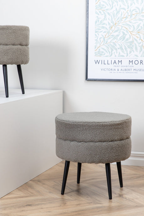 Pot Pouf - grau/Polyester - Teddy - Ottomane / Poufs - ALVAHOME