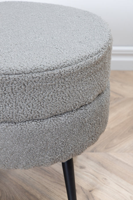 Pot Pouf - grau/Polyester - Teddy - Ottomane / Poufs - ALVAHOME