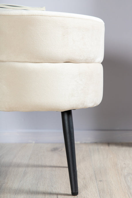 Pot Pouf - hellbeige/Polyester - Samt - Ottomane / Poufs - ALVAHOME