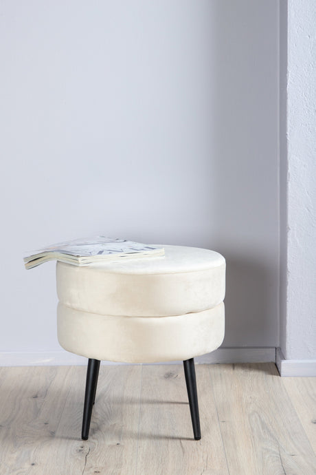 Pot Pouf - hellbeige/Polyester - Samt - Ottomane / Poufs - ALVAHOME