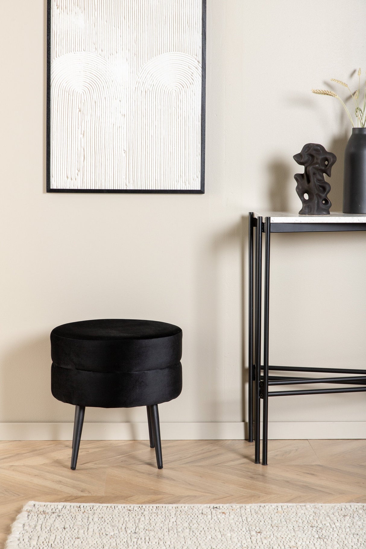 Pot Pouf - schwarz/Polyester - Samt - Ottomane / Poufs - ALVAHOME