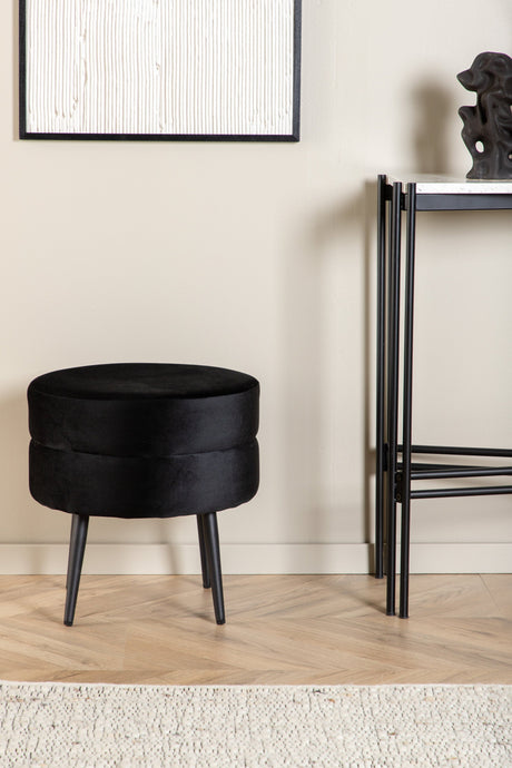 Pot Pouf - schwarz/Polyester - Samt - Ottomane / Poufs - ALVAHOME