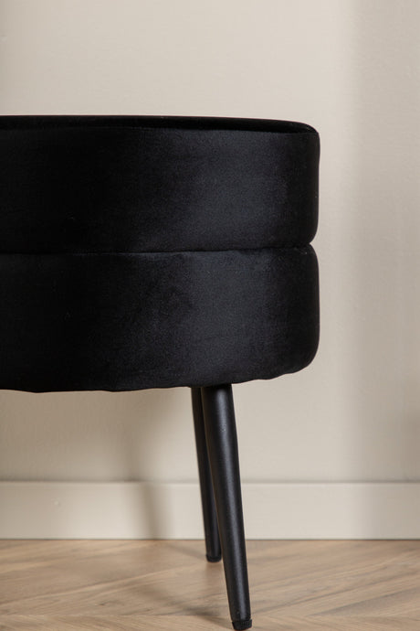 Pot Pouf - schwarz/Polyester - Samt - Ottomane / Poufs - ALVAHOME