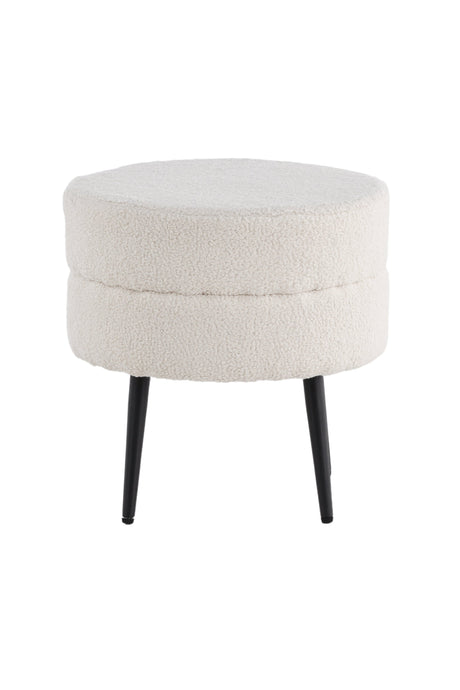 Pot Pouf - weiß/Polyester - Teddy - Ottomane / Poufs - ALVAHOME