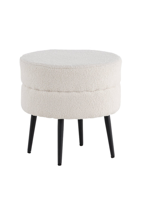 Pot Pouf - weiß/Polyester - Teddy - Ottomane / Poufs - ALVAHOME
