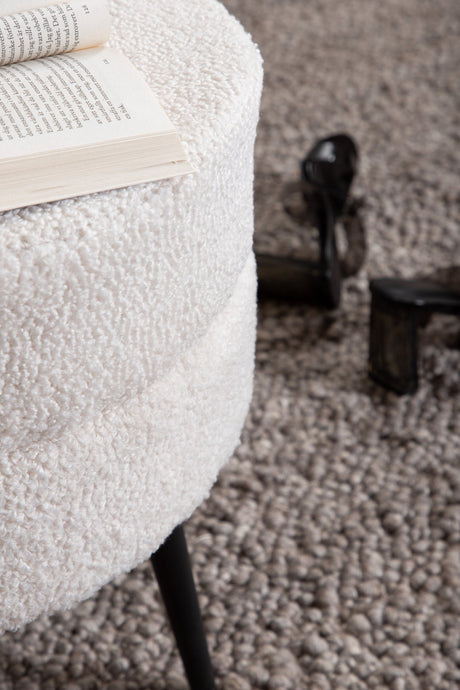 Pot Pouf - weiß/Polyester - Teddy - Ottomane / Poufs - ALVAHOME