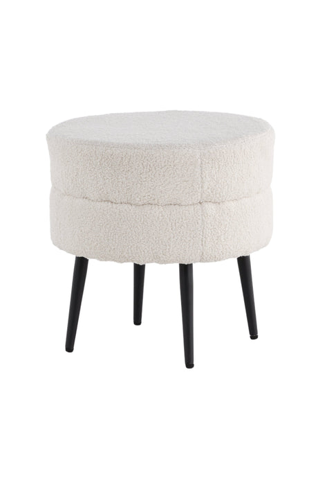Pot Pouf - weiß/Polyester - Teddy - Ottomane / Poufs - ALVAHOME