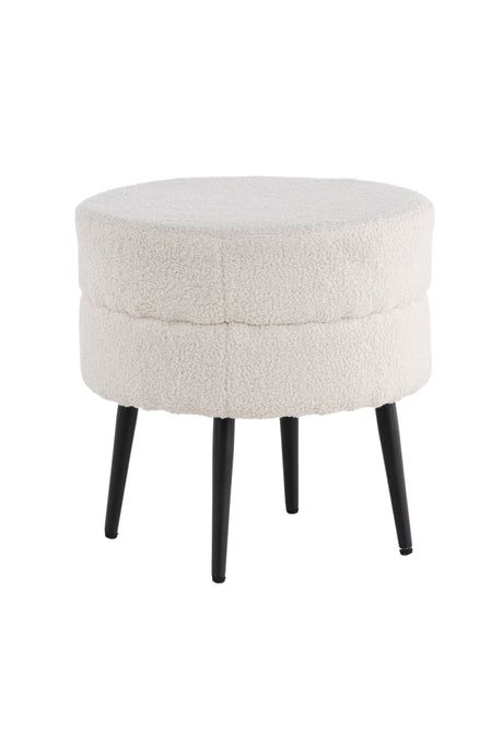 Pot Pouf - weiß/Polyester - Teddy - Ottomane / Poufs - ALVAHOME