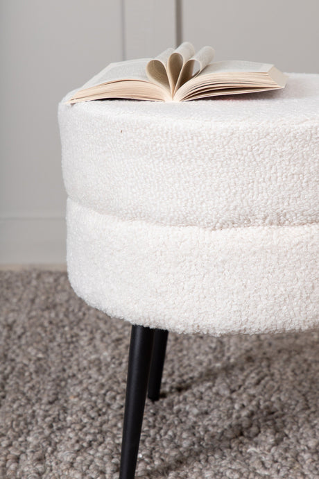 Pot Pouf - weiß/Polyester - Teddy - Ottomane / Poufs - ALVAHOME