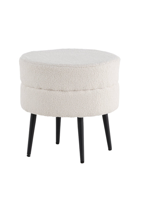 Pot Pouf - weiß/Polyester - Teddy - Ottomane / Poufs - ALVAHOME