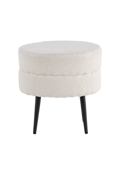 Pot Pouf - weiß/Polyester - Teddy - Ottomane / Poufs - ALVAHOME