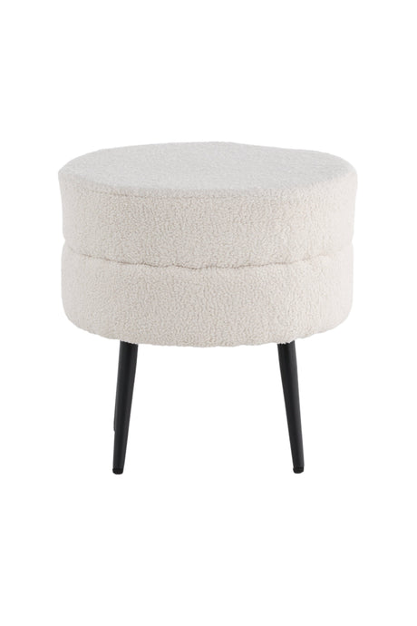 Pot Pouf - weiß/Polyester - Teddy - Ottomane / Poufs - ALVAHOME
