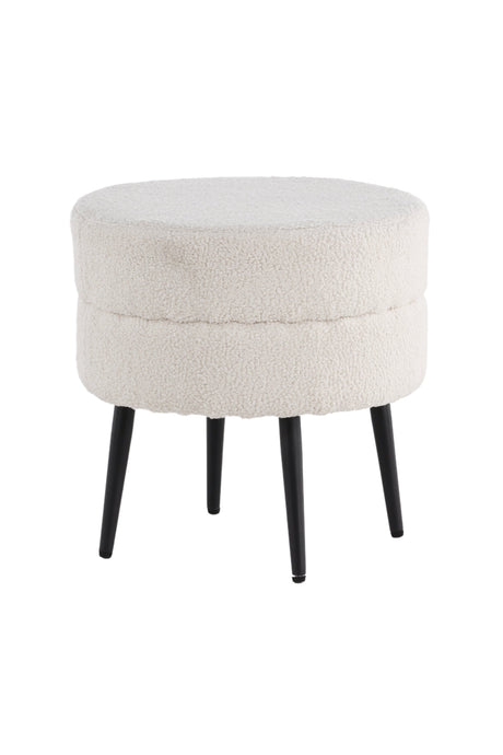 Pot Pouf - weiß/Polyester - Teddy - Ottomane / Poufs - ALVAHOME