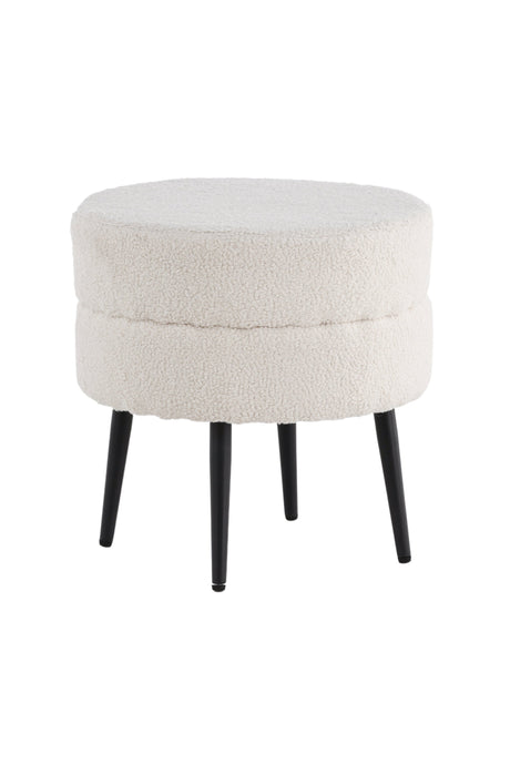 Pot Pouf - weiß/Polyester - Teddy - Ottomane / Poufs - ALVAHOME