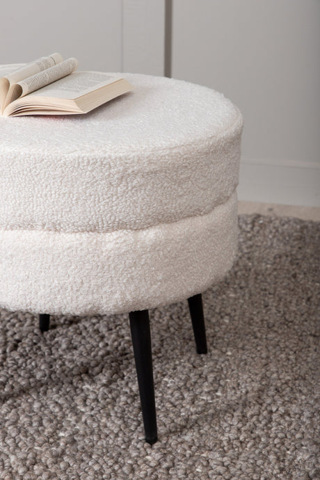 Pot Pouf - weiß/Polyester - Teddy - Ottomane / Poufs - ALVAHOME