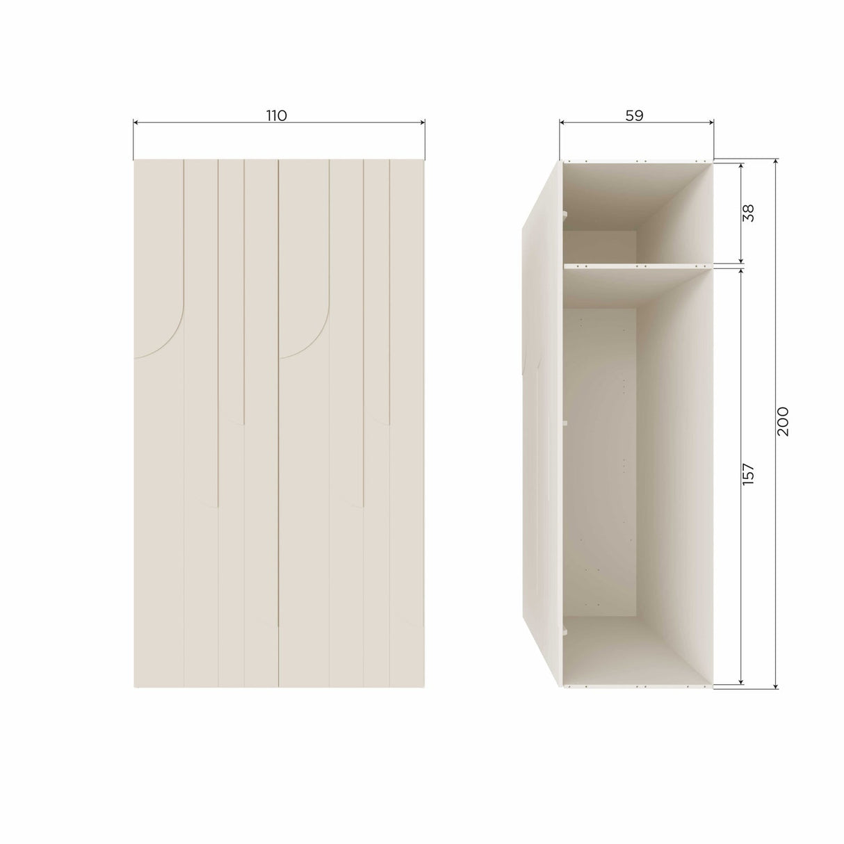 Rain Kleiderschrank - staub/Kiefer [fsc] - Kleiderschränke - ALVAHOME
