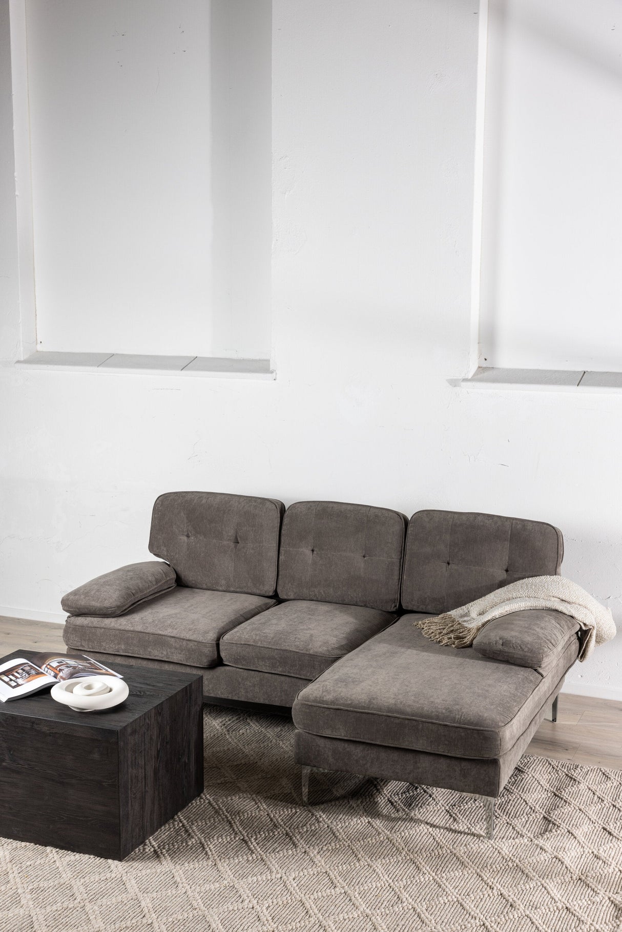 Remis 3 - Sitzer Sofa - dunkelgrau/Polyester - 3 - Sitzer Sofas - ALVAHOME