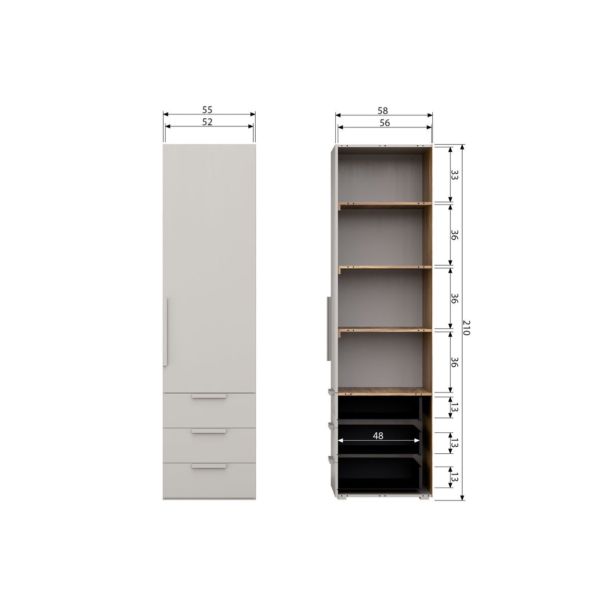 Rens 1 - türiger Kleiderschrank - kieselgrau/Spanplatte [fsc] - Kleiderschränke - ALVAHOME