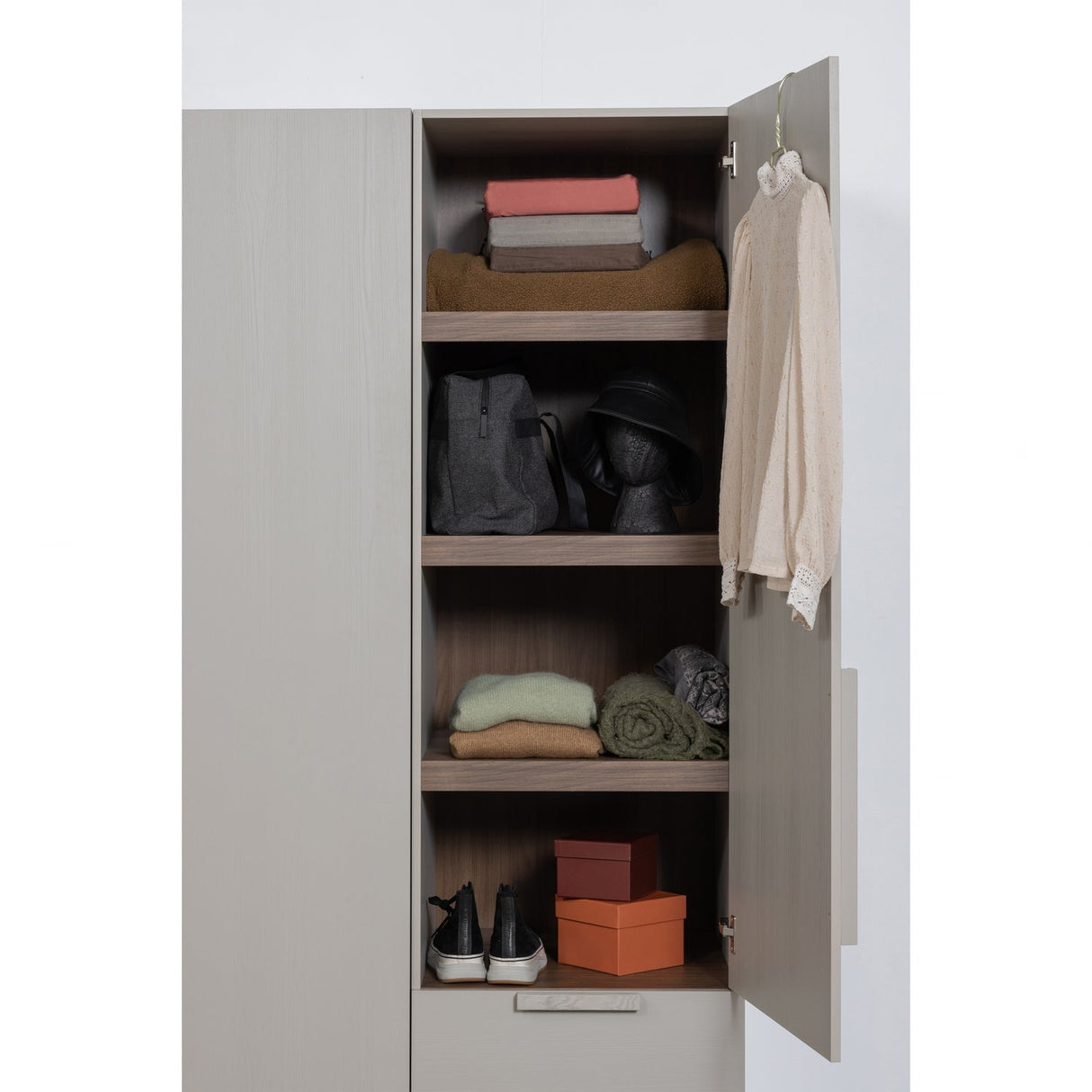 Rens 1 - türiger Kleiderschrank - kieselgrau/Spanplatte [fsc] - Kleiderschränke - ALVAHOME